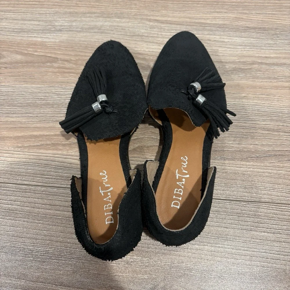 Diba True Neat Freak Women's Loafers Tassel Flats Size 7 Leather Upper Black